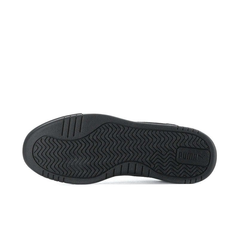 Men's black Puma sneaker outsole, zigzag tread with rubber pattern
