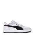 Youth white and black Puma sneakers with lace-up front and side stripe