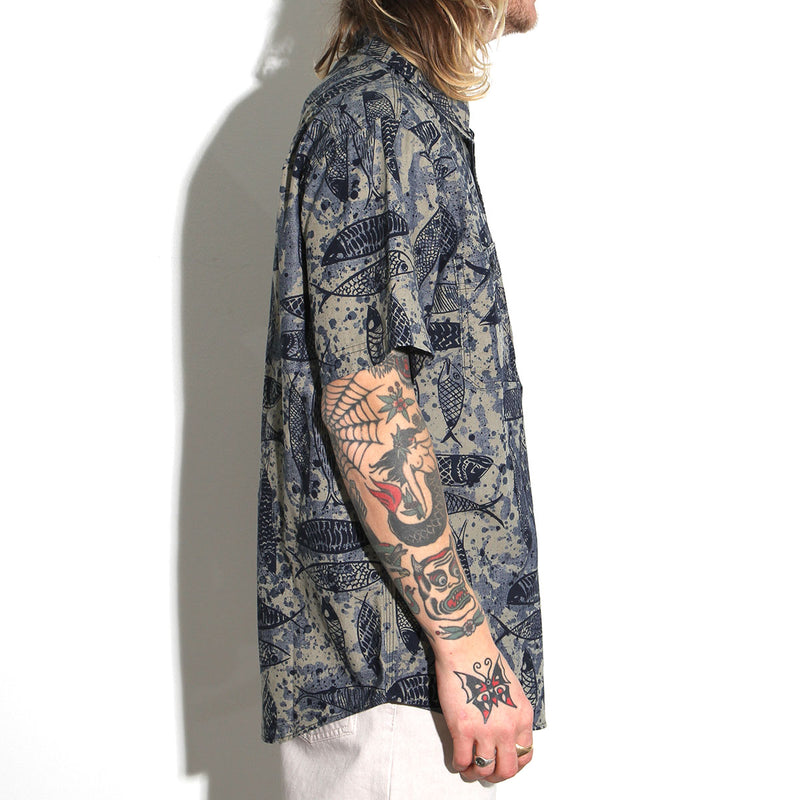 Filson Chambray S/S Shirt Blue Fish Ink Print