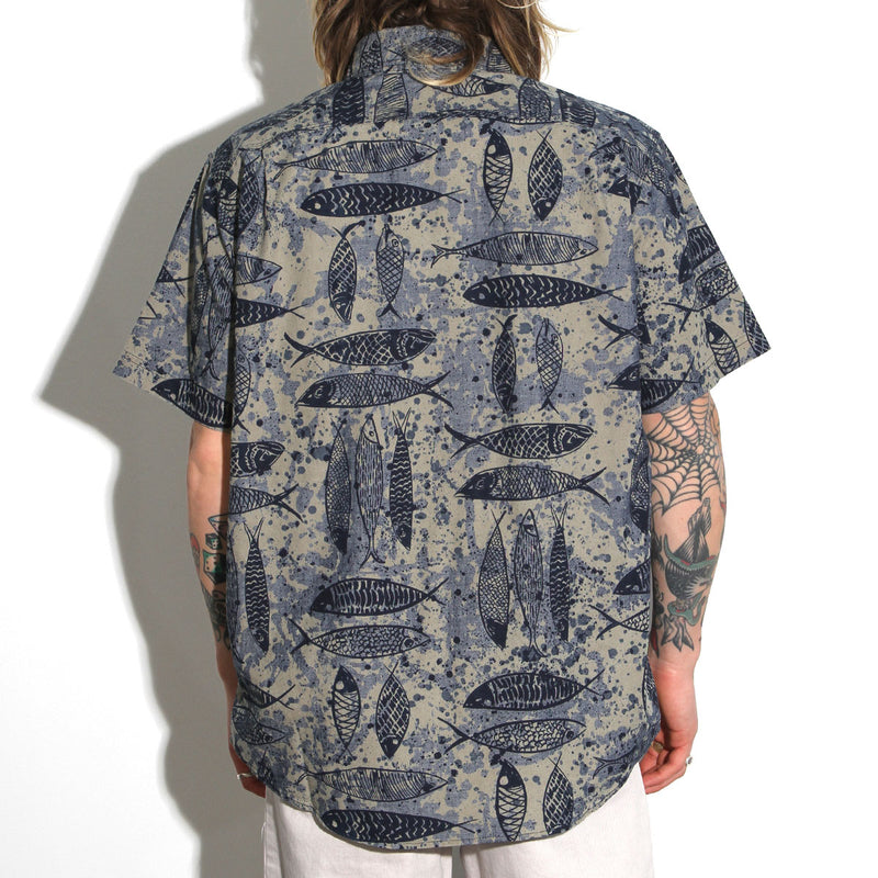 Filson Chambray S/S Shirt Blue Fish Ink Print