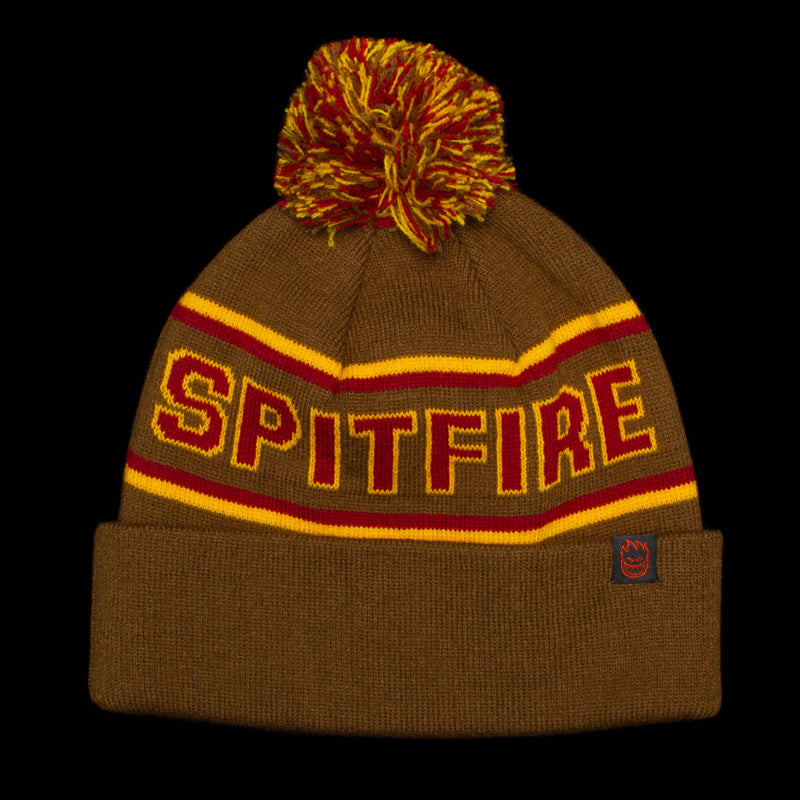 Spitfire Classic 87 Pom Beanie Brown / Gold / Red