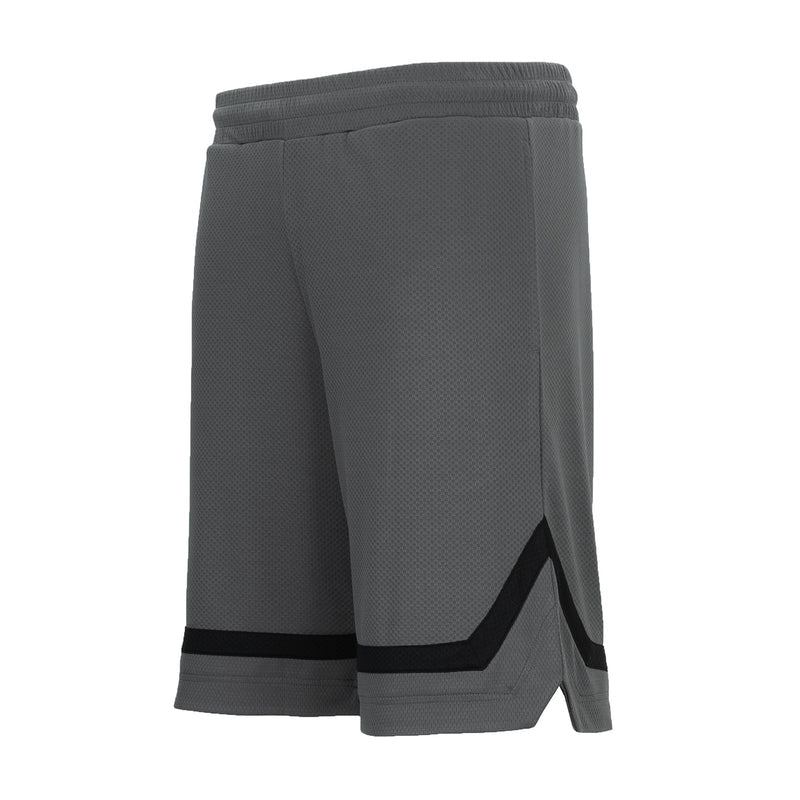 Men's castlerock gray basketball shorts with black hem panel and elastic waistband
