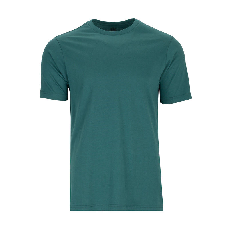 Men's teal crew-neck short-sleeve tee, solid color, relaxed fit