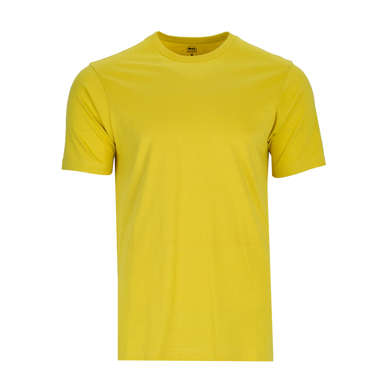 Men's mango yellow crew-neck T-shirt with short sleeves