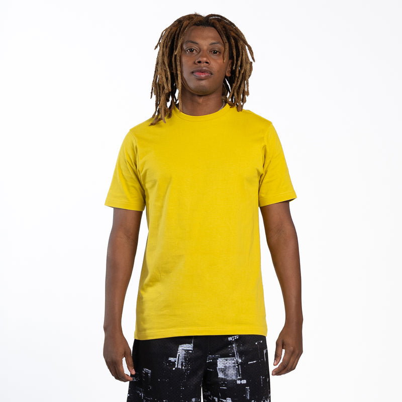 Mango yellow crew-neck T-shirt, short sleeves, straight hem