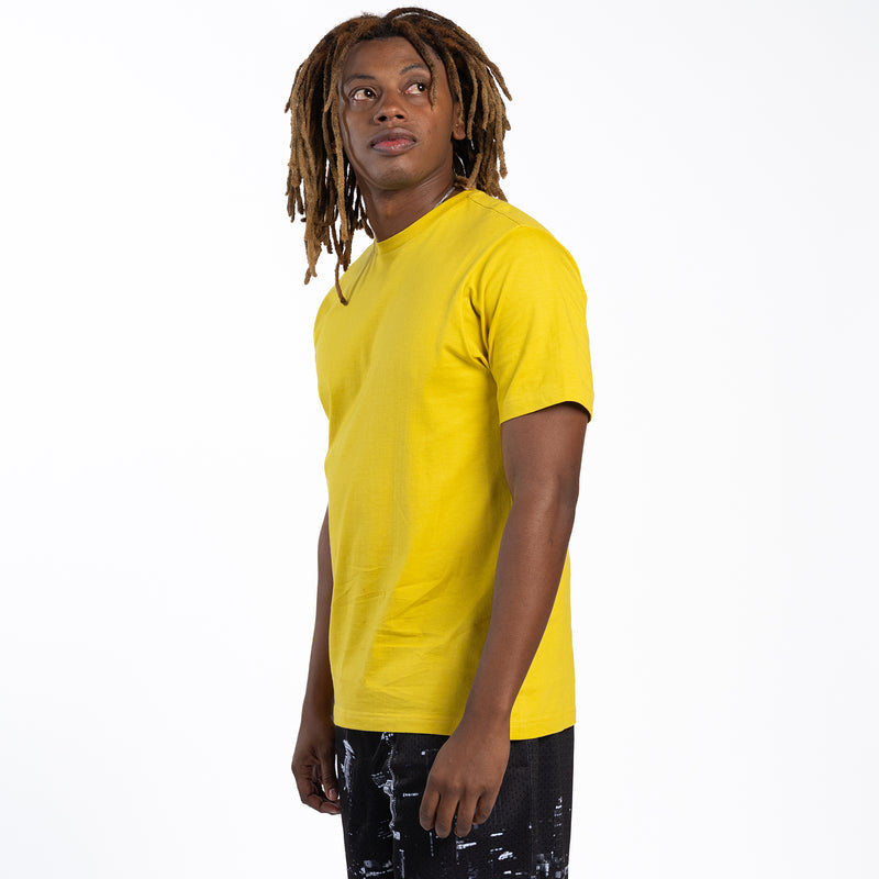 Mango yellow crew-neck T-shirt, short sleeves, smooth knit