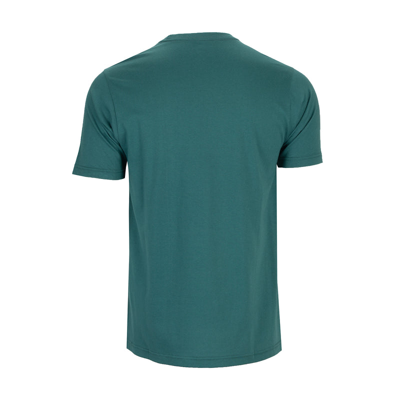 Men's teal crew-neck short-sleeve tee, plain back view