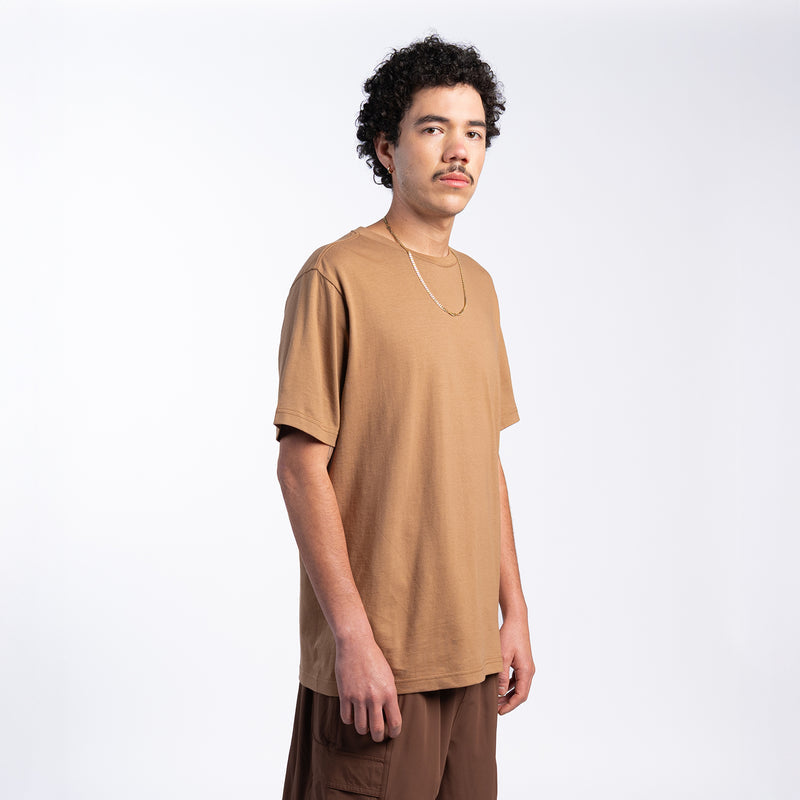 Mens crew-neck t-shirt in toasted coconut brown, relaxed fit