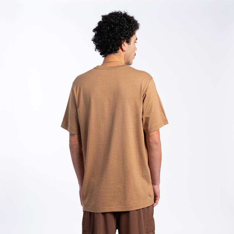 Mens crew-neck t-shirt in toasted coconut brown, back view