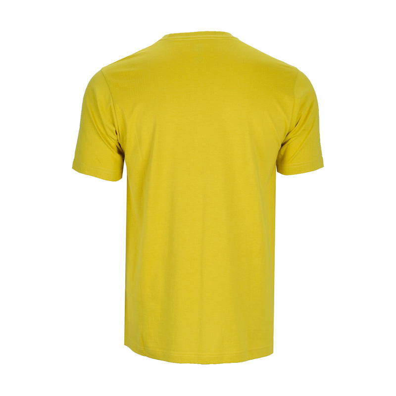 Mango yellow crew-neck T-shirt, back view, short sleeves, plain back
