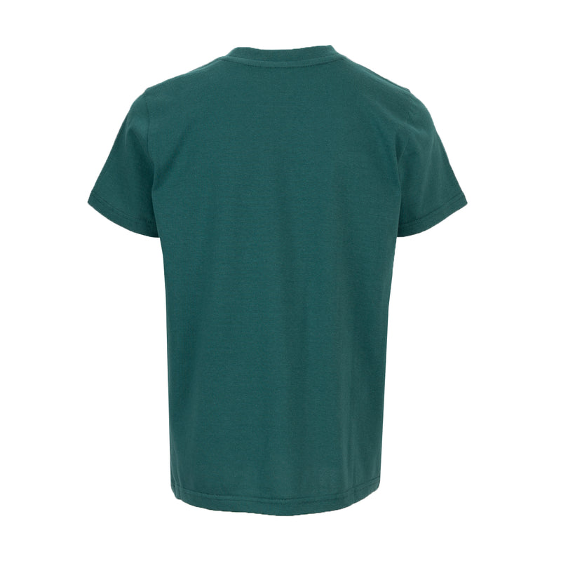 Youth crew-neck T-shirt, dark teal, back view, short sleeves