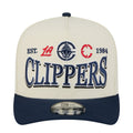 Two-tone A-frame baseball cap, cream crown with navy visor and Clippers logos