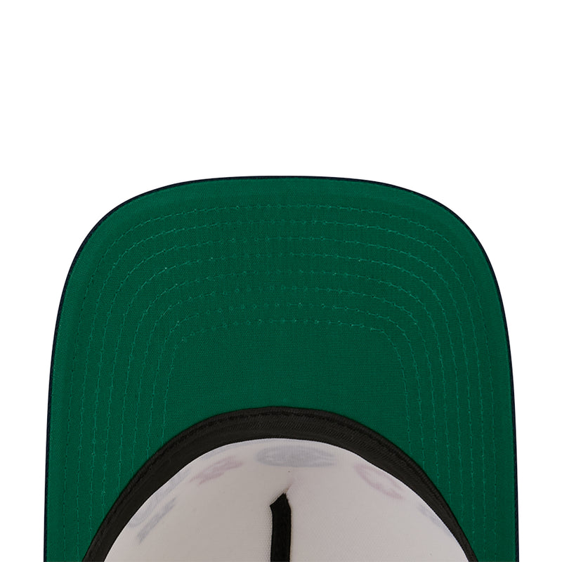 Green A-frame baseball cap top panel with stitched texture