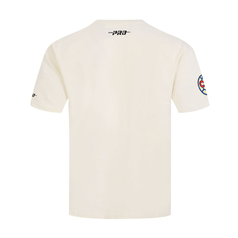 Men's eggshell crewneck tee with small back logo print