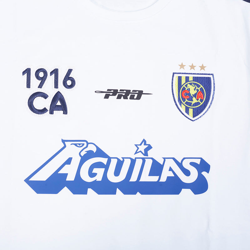 Men's white tee with 'AGUILAS' graphic and 1916 CA badge