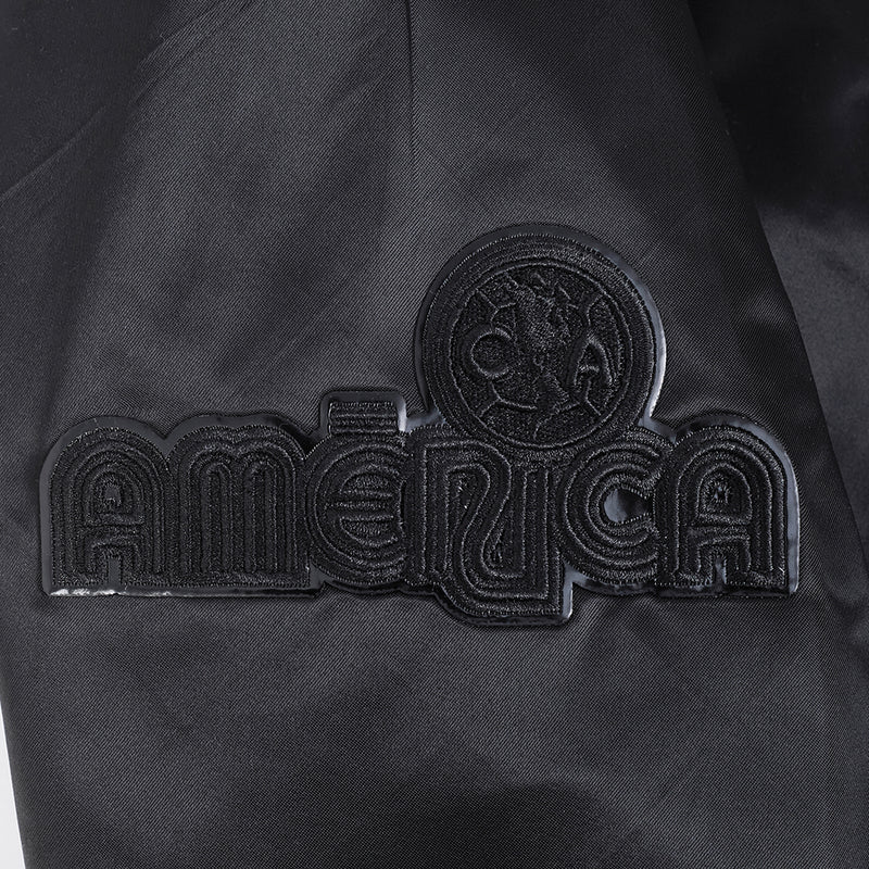 Black Club America jacket with embroidered América logo patch