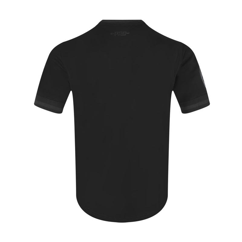 Men's triple black crew-neck T-shirt, plain back