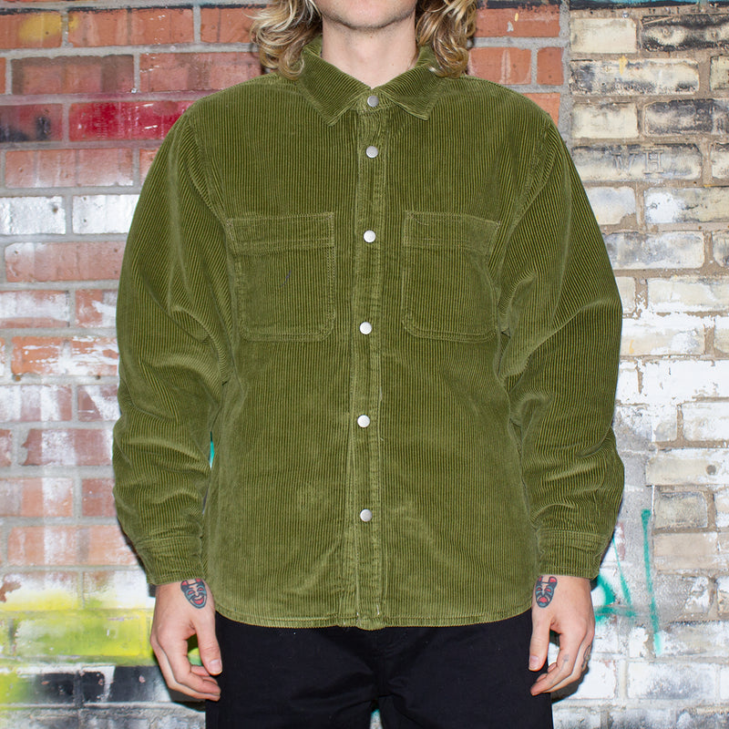 Stussy Cord Quilted Overshirt : Olive