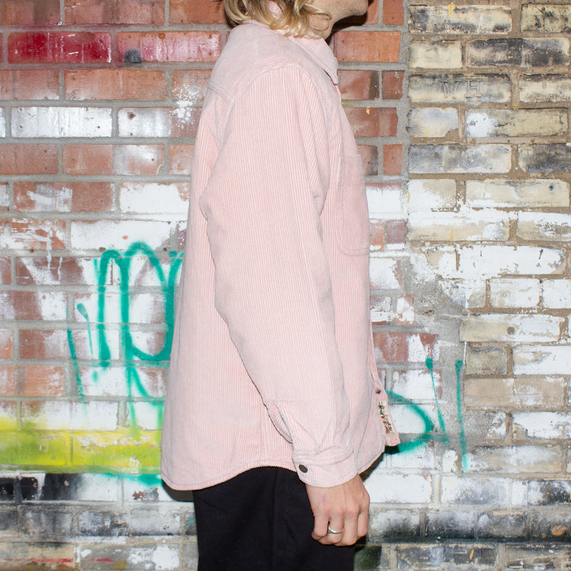 Stussy Cord Quilted Overshirt : Washed Pink