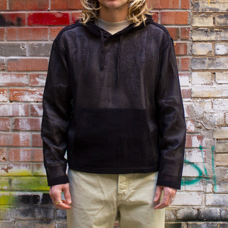 Stussy Cotton Mesh Hoodie Style # 1140323 Color : Black