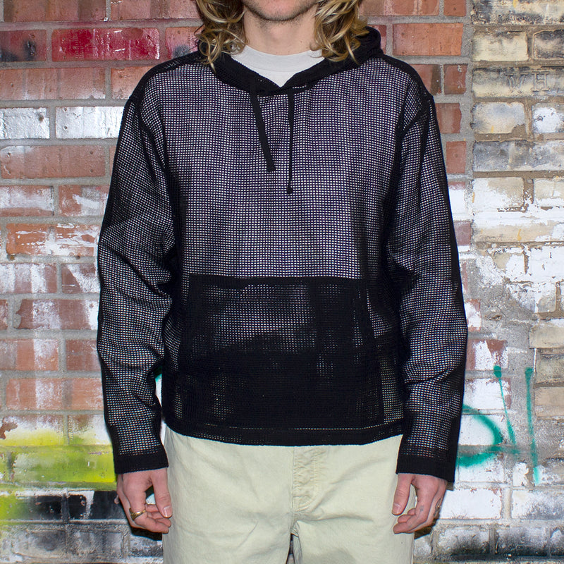 Stussy Cotton Mesh Hoodie Style # 1140323 Color : Black