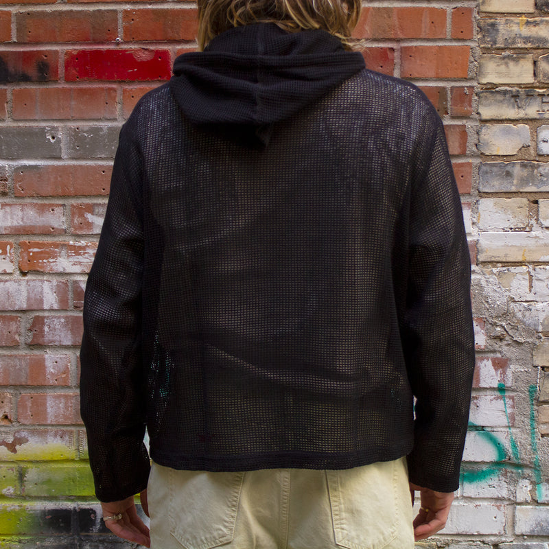 Stussy Cotton Mesh Hoodie Style # 1140323 Color : Black