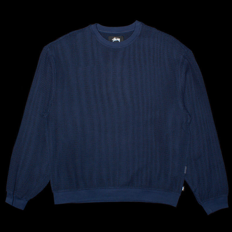 Stussy Cotton Mesh L/S Crew Navy
