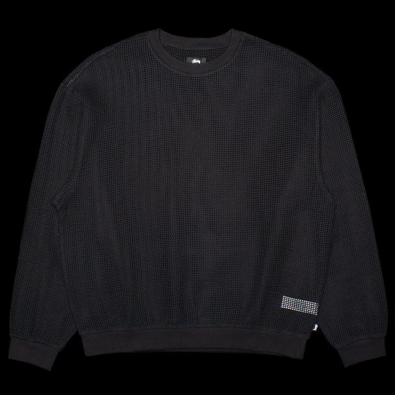 Stussy Cotton Mesh L/S Crew Style # 1140295 Color : Black