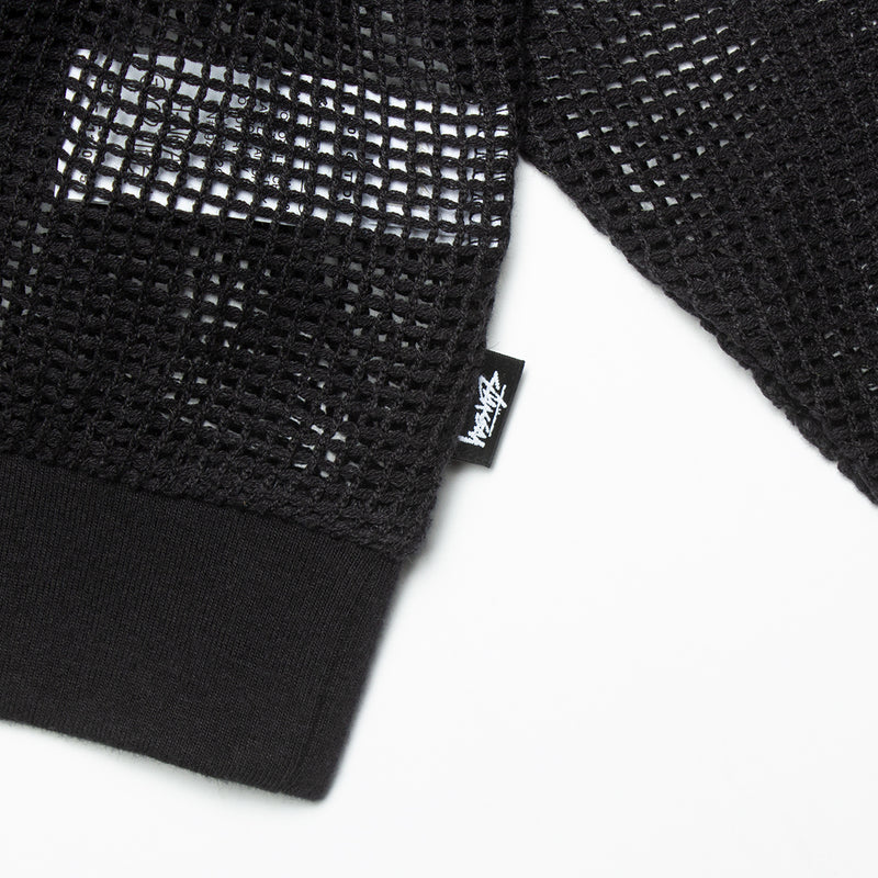Stussy Cotton Mesh L/S Crew Style # 1140295 Color : Black