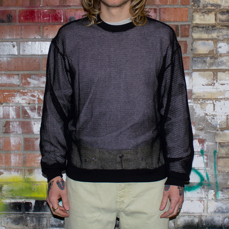 Stussy Cotton Mesh L/S Crew Style # 1140295 Color : Black