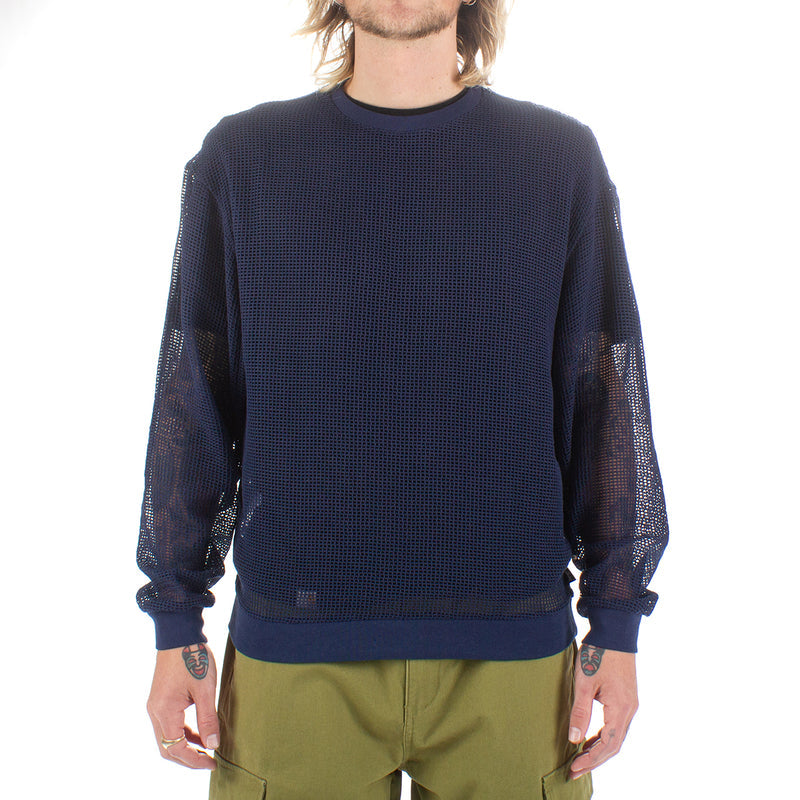 Stussy Cotton Mesh L/S Crew Navy