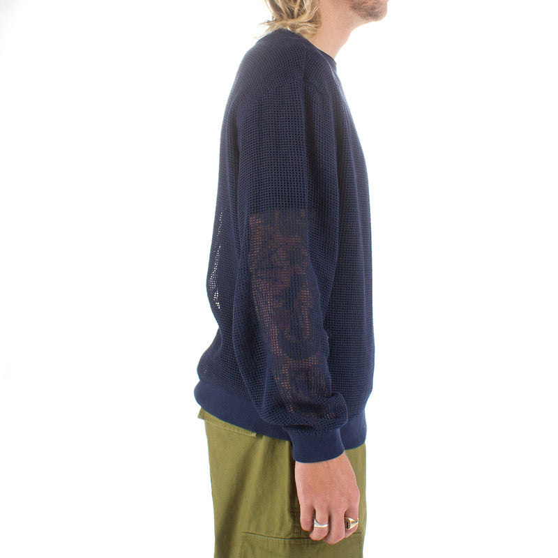 Stussy Cotton Mesh L/S Crew Navy