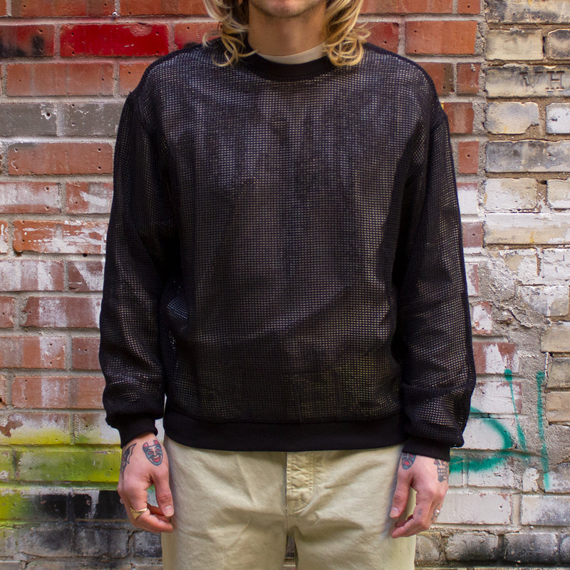 Stussy Cotton Mesh L/S Crew Style # 1140295 Color : Black