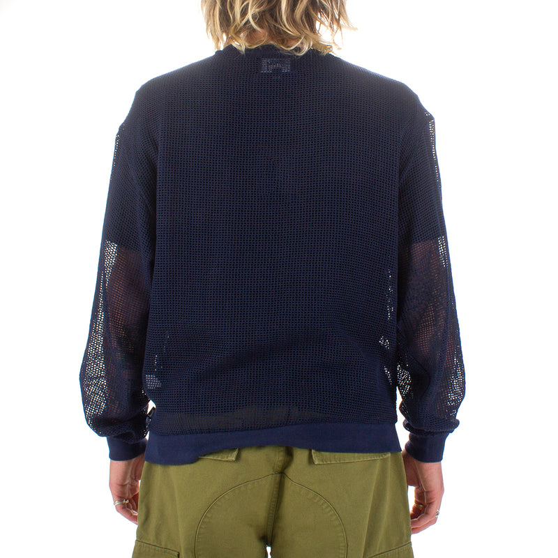 Stussy Cotton Mesh L/S Crew Navy