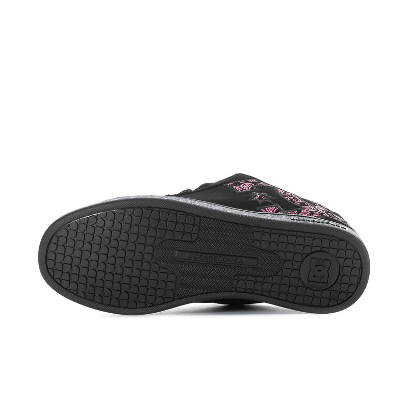 Black rubber outsole with textured tread pattern