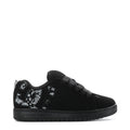 Youth black lace-up low-top sneakers with paisley side panels