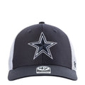 Navy trucker hat with white star logo, 47 patch, white mesh back, curved brim