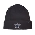Navy knit beanie with ribbed cuff and embroidered star logo