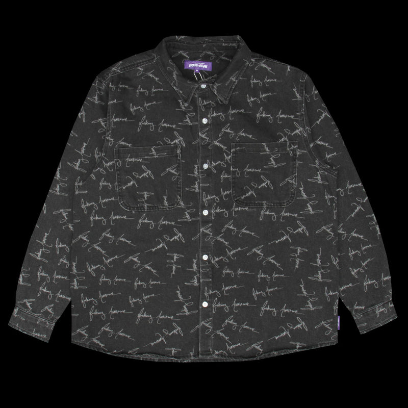 Fucking Awesome Cursive Washed Denim Overshirt Black