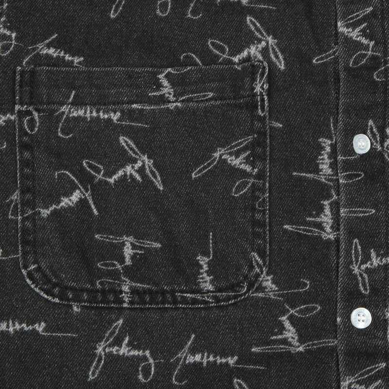 Fucking Awesome Cursive Washed Denim Overshirt Black