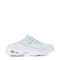 White sneaker mule with lace eyelets and chunky rubber sole