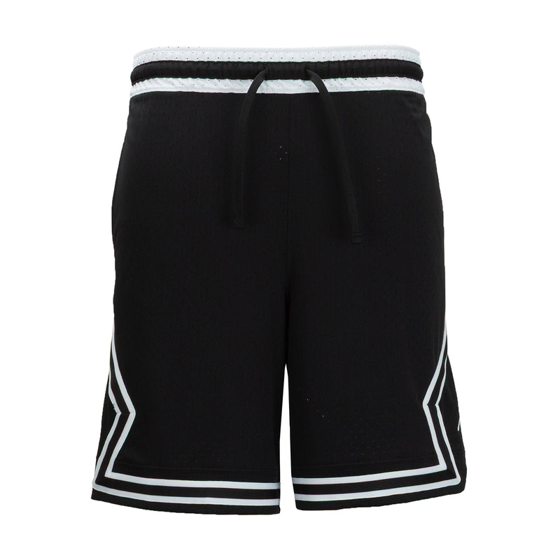 Men's black basketball shorts with drawstring waist and white edge trim