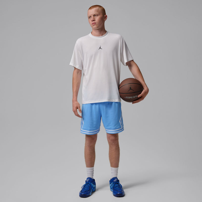 Men's basketball shorts, University Blue, striped hem, elastic waist with drawstring