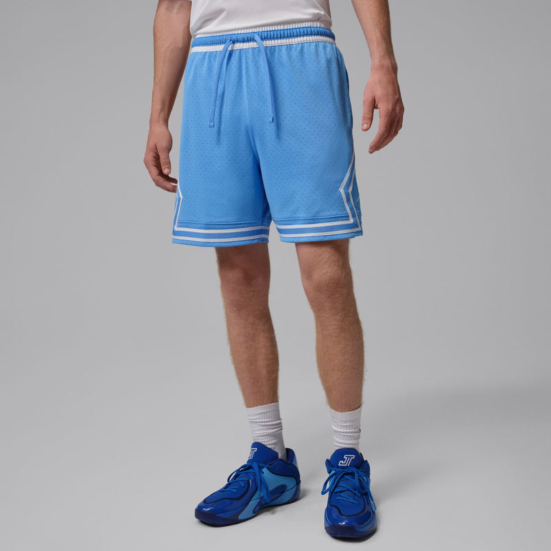 Men's basketball shorts, University Blue, side panel stripes and striped bottom hem