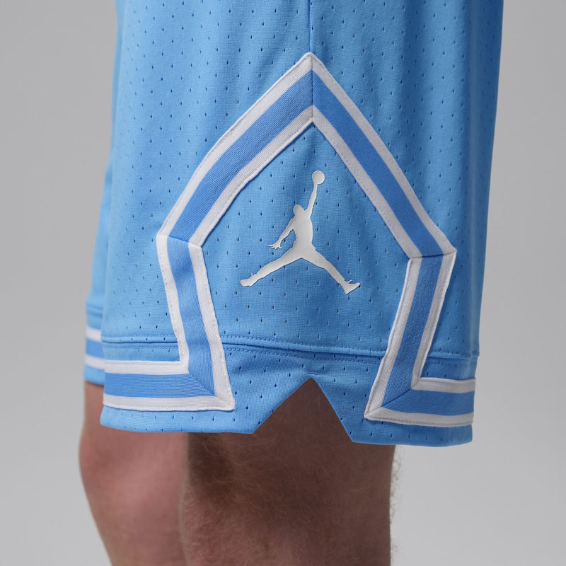 Men's basketball shorts, University Blue, chevron logo panel with Jumpman-style emblem