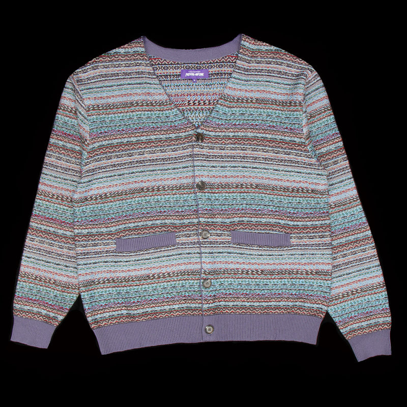 Fucking Awesome Dill Painting Intarsia Cardigan : Purple / Multi