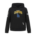 Kids black pullover hoodie with World Series Champions LA graphic on chest