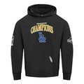Men's black World Series Champions hoodie with LA logo on the chest
