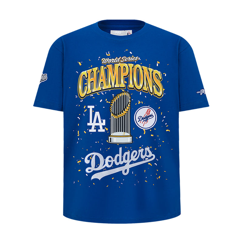 Kids blue graphic T-shirt with World Series Champions Dodgers front print