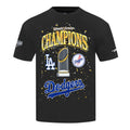 Men's black tee with World Series Champions Dodgers graphic on front